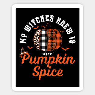 My Witches Brew Is Pumpkin Spice Halloween Plaid Leopard Magnet